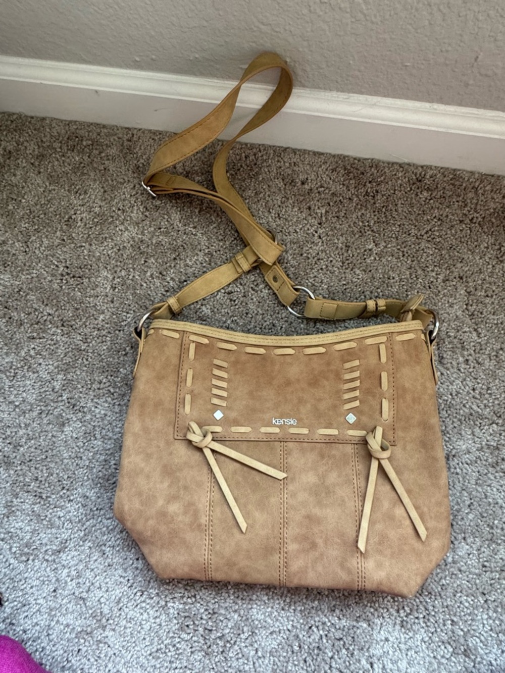 Kensie Tan Suede Satchel Bag